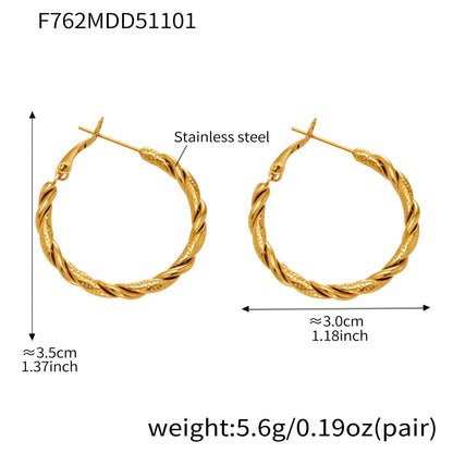 Twisted Multi-Strand Stainless Steel Hoop Earrings – Modern Geometric Fashion Jewelry Set