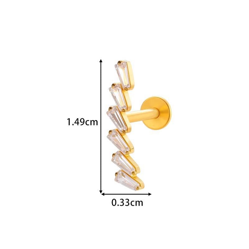Titanium Screw‑In Flat‑Back Stud with Zircon – Hypoallergenic Piercing Jewelry