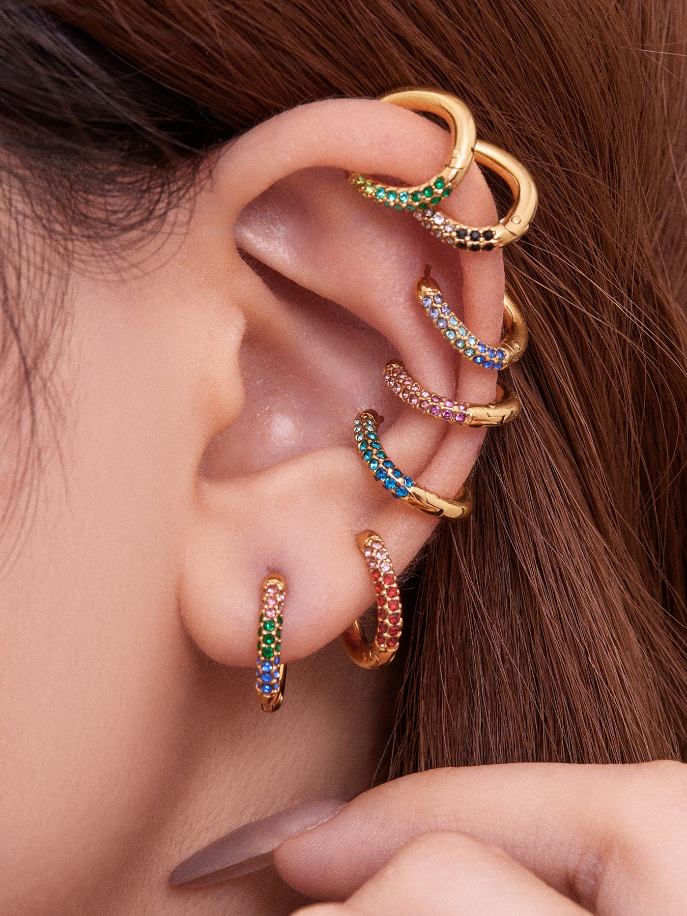 Luxury Minimalist Geometric Hoop Earrings with Micro Inlay Cubic Zirconia | Fashion Jewelry Set