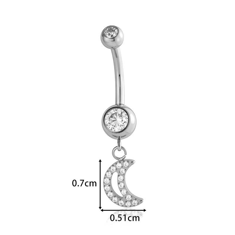 G23/F136 Titanium Internally Threaded Dangle Navel Ring with Zircon Charms — Butterfly, Moon, Flower, Heart & Snake Designs | Hypoallergenic Belly Button Piercing Jewelry