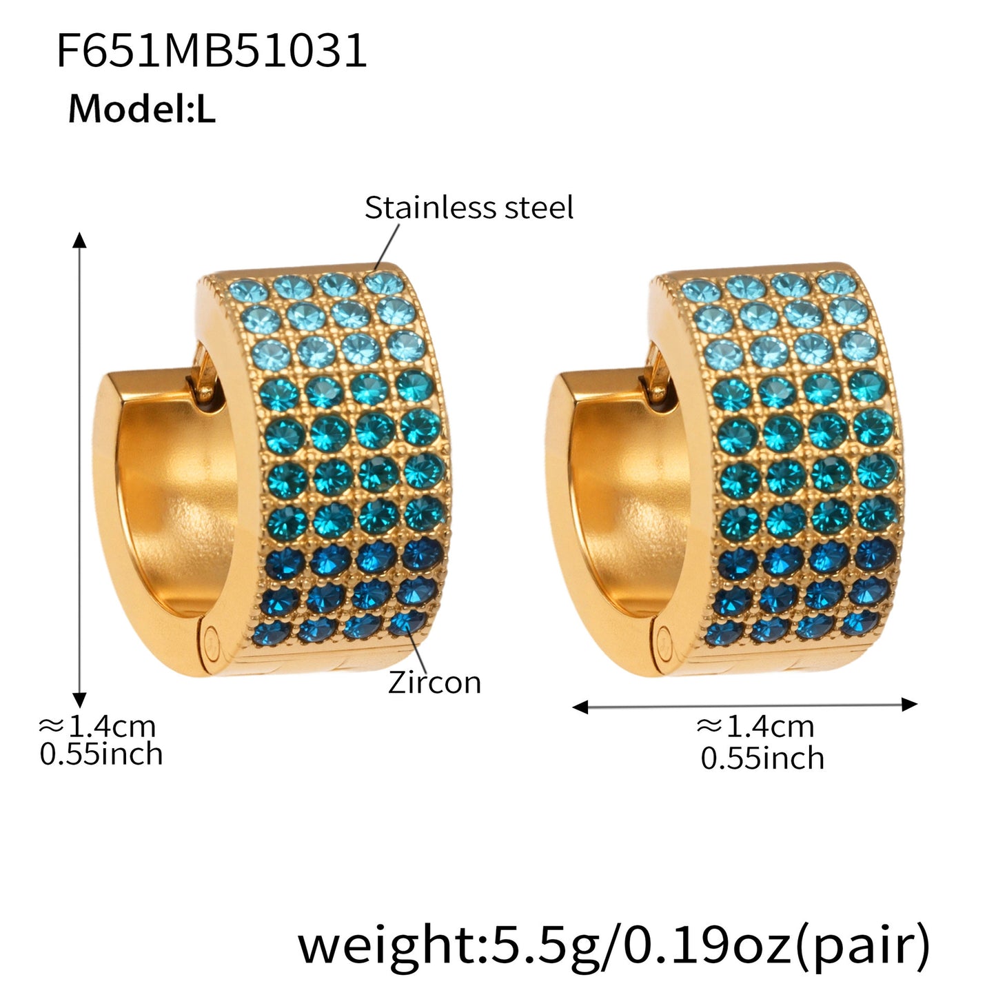 Stainless Steel Colorful Zircon Round Hoop Earrings Set – Modern Minimalist Retro Luxury Hoops
