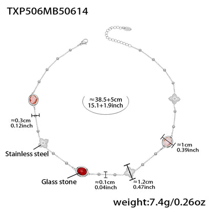 Stainless Steel Oval Gemstone Jewelry Series – Long Pendant Necklace · Bracelet · Drop Earrings | WANTI Jewelry