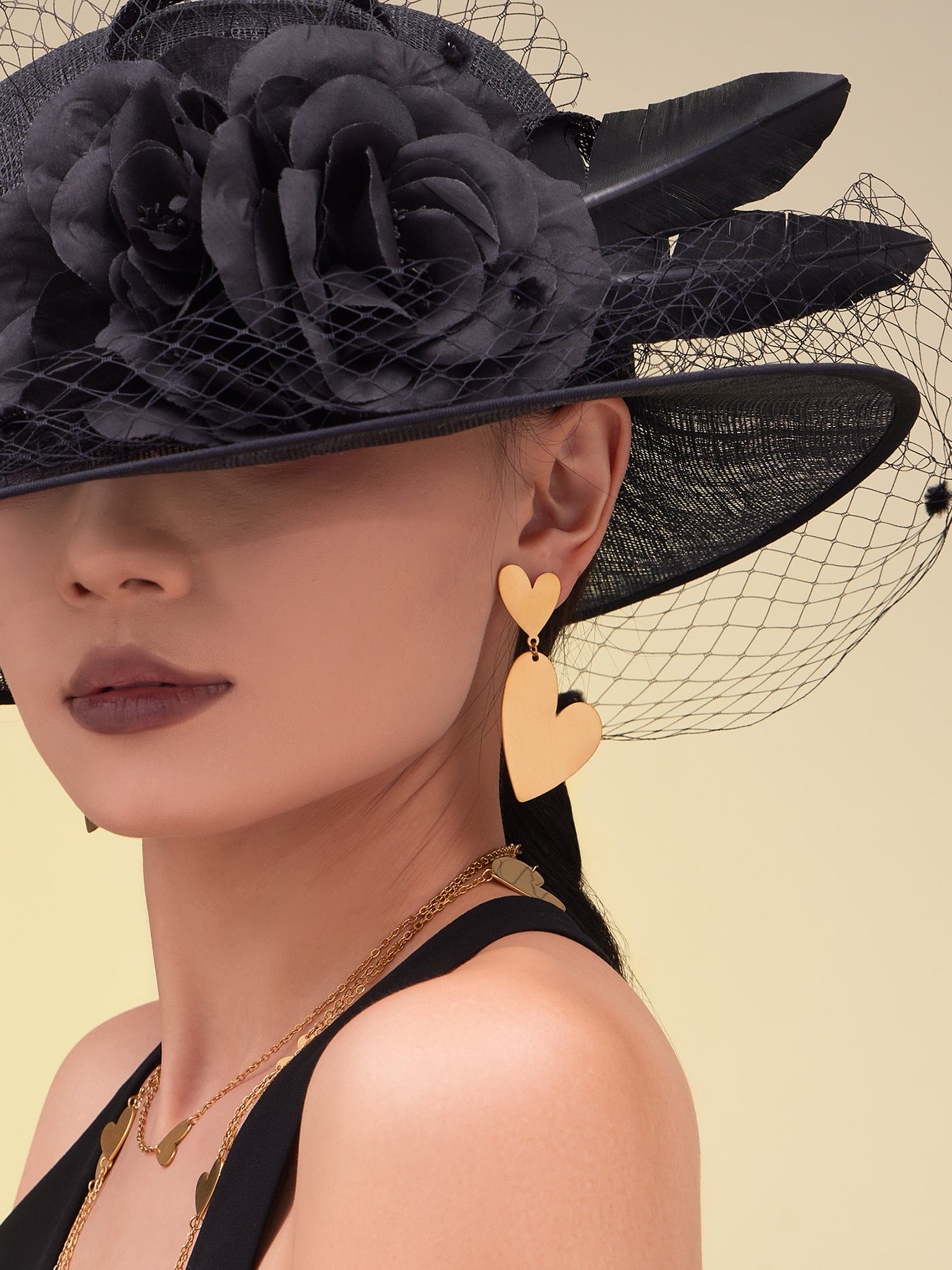 Stainless Steel Heart Sweater Chain Jewelry Set – Long Heart Necklace + Heart Earrings + Heart Ring | Fashion Gift Set