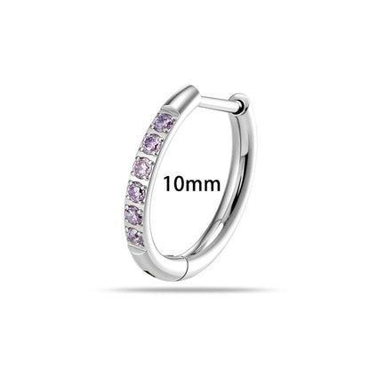 G23/F136 Titanium Paved CZ Hoop Earring Piercing – 8MM/10MM Round Stud Earrings, Hypoallergenic Body Jewelry for Daily & Professional Use