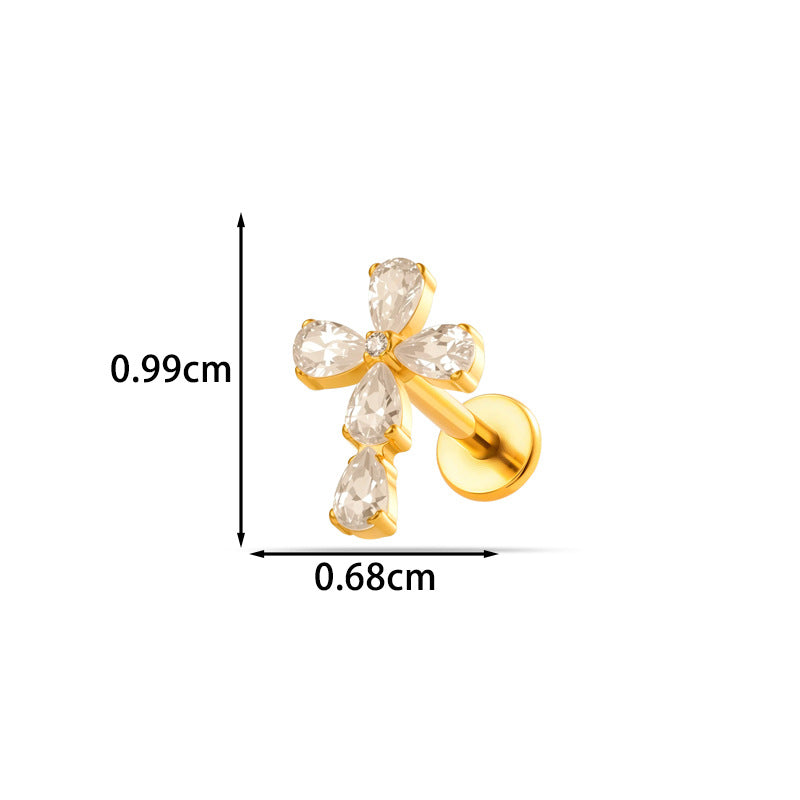 G23/F136 Titanium Internal Thread Lip & Cartilage Studs – Heart, Cross & 10 Classic Designs | Gold & Silver