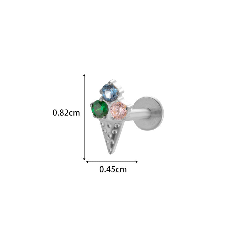 F136 Titanium Internally Threaded CZ Cartilage Stud Earrings – Flat Back Piercing Jewelry