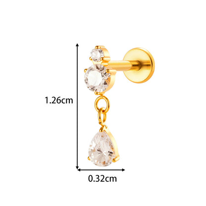 Implant Grade ASTM F136 Titanium Threadless Push Pin Sun Zircon Flat Back Stud | Geometric Helix Cartilage Tragus Lip Piercing Jewelry