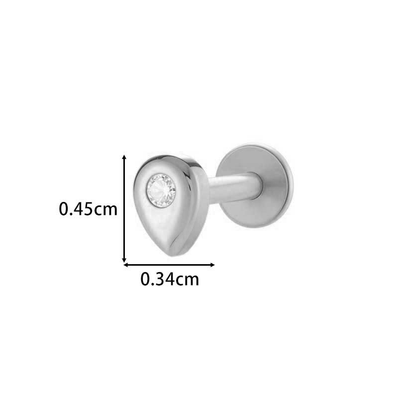 F136 Titanium Zirconia Chain Pendant Stud – Internally Threaded Flat-Back Cartilage Piercing Jewelry