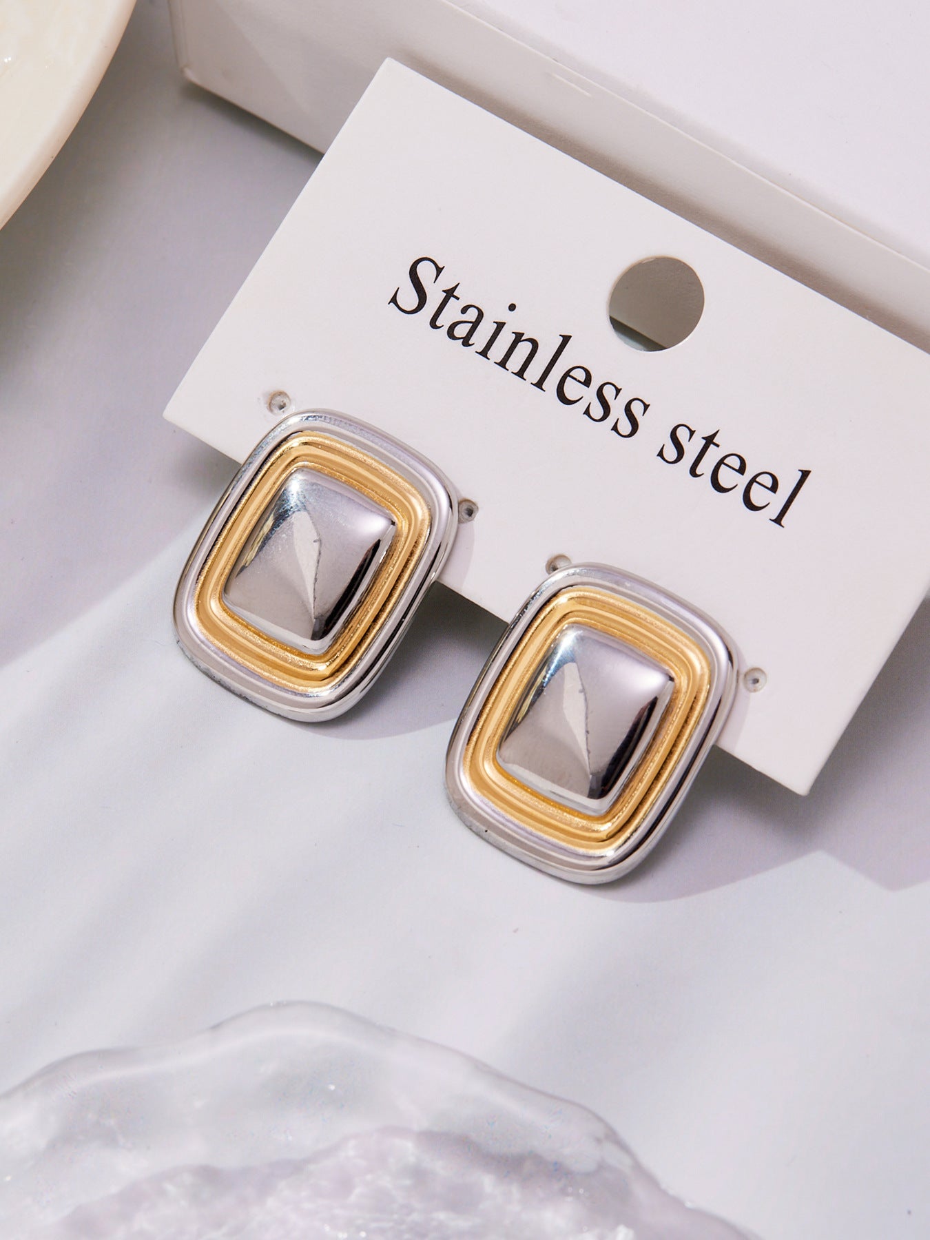 Stainless Steel Retro Geometric Earrings | Figure-8 & Square Shaped Minimalist Hoop Earrings | High-End Fashion Jewelry