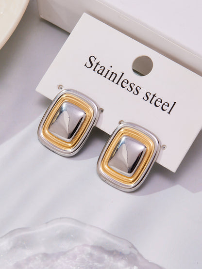 Stainless Steel Retro Geometric Earrings | Figure-8 & Square Shaped Minimalist Hoop Earrings | High-End Fashion Jewelry
