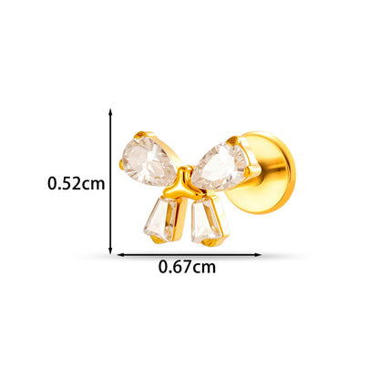 Implant Grade G23 ASTM F136 Titanium Micro CZ Flat Back Cartilage Stud | Internal Thread 16G Helix Tragus Earring