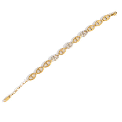18K Gold Plated Stainless Steel Crystal Bracelet – Heart, Rectangle, Oval & Infinity Shapes