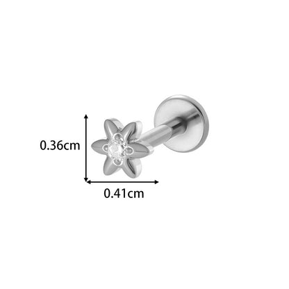 G23/F136 Titanium Internally Threaded Flat Back Lip Studs Cactus Star Flower Piercing Jewelry – Hypoallergenic Cartilage Earrings for Daily & Professional Use