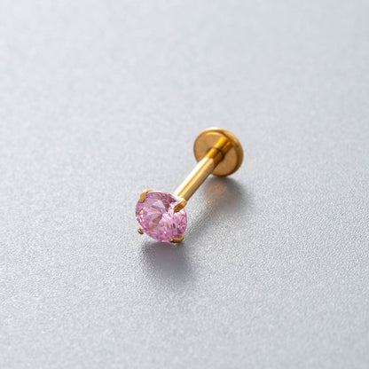 Minimalist Titanium Cartilage Barbell with Zircon – Hypoallergenic Piercing Jewelry