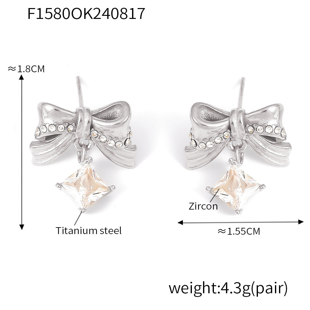 Stainless Steel Butterfly Earrings Rhinestone & Glass Stone Fashion Earrings