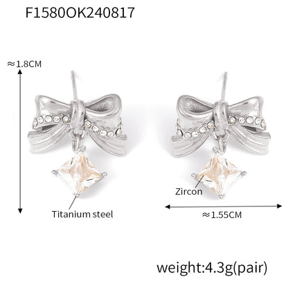 Stainless Steel Butterfly Earrings Rhinestone & Glass Stone Fashion Earrings
