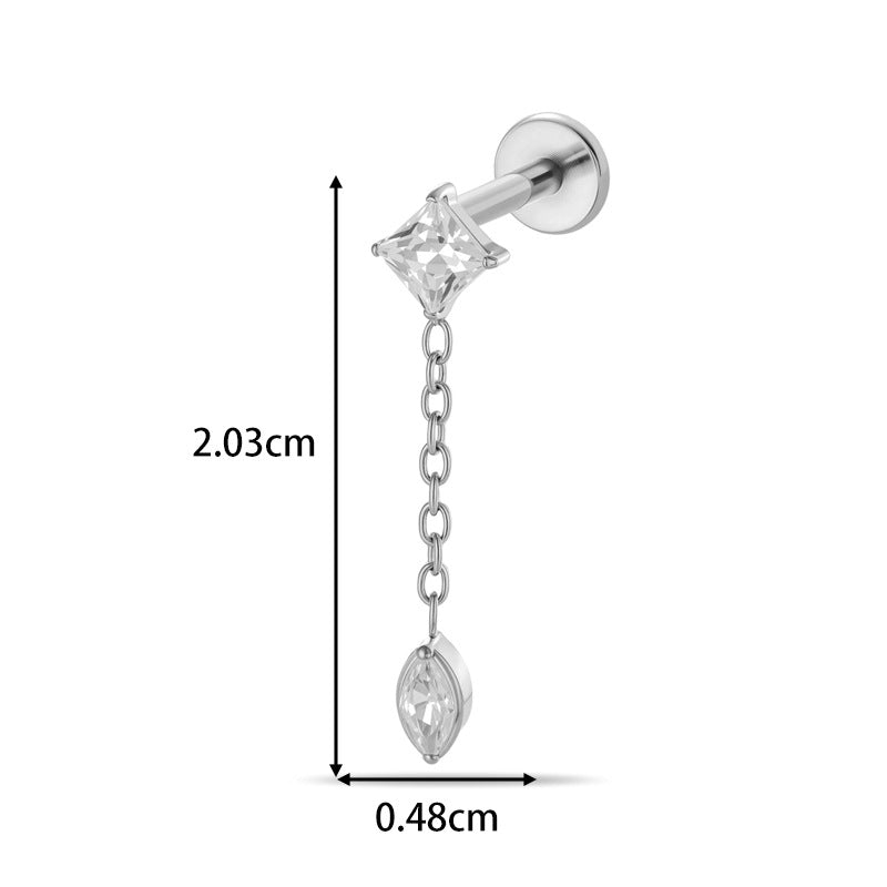 G23/F136 Titanium CZ Labret Studs | Internally Threaded Flat Back Lip & Cartilage Piercing Jewelry