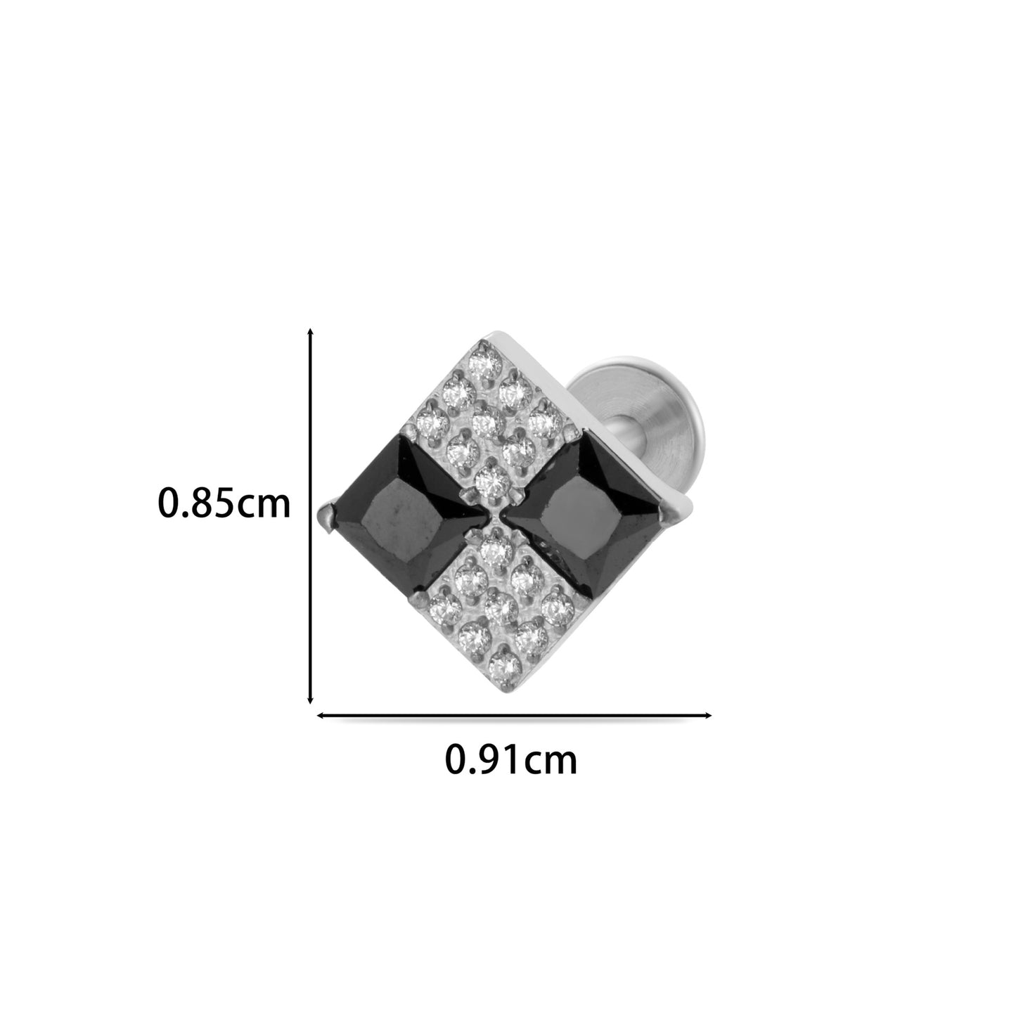 F136 Titanium Zircon Labret Studs | Internally Threaded Cartilage Piercing Jewelry in Gold & Silver