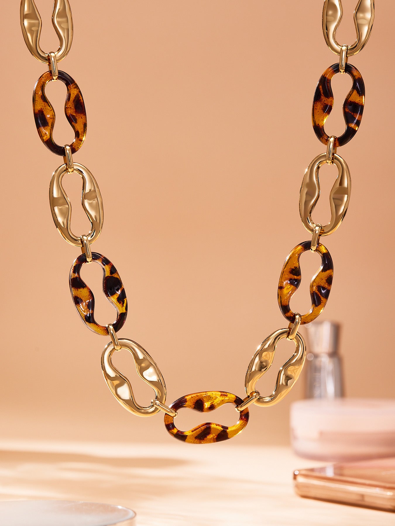 Geometric Resin Jewelry Set – Stainless Steel Necklace Bracelet Earrings | Chic Fashion Statement Set for Women