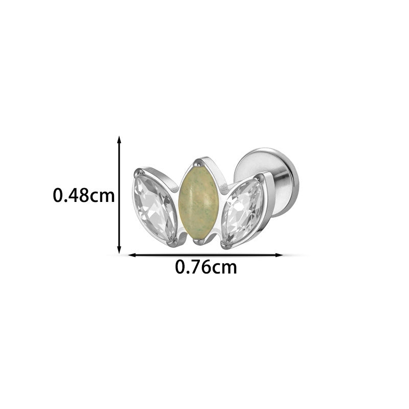 G23/F136 Titanium Marquise CZ Leaf Internal Thread Flat Back Piercing Jewelry – 7 Styles