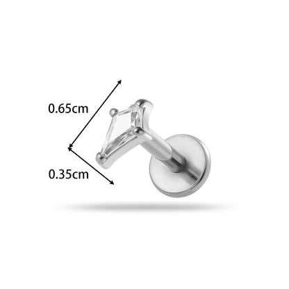 Implant Grade ASTM F136 Titanium Teardrop Moon Geometric Flat Back Stud | Internal Thread Labret | Cartilage, Helix, Lip Piercing Jewelry