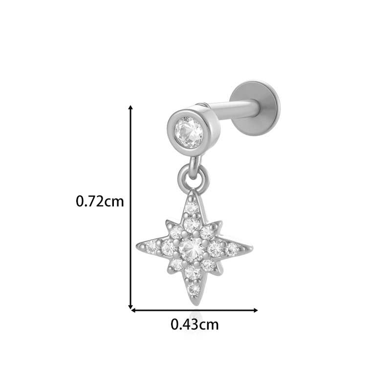 Titanium Internally Threaded  CZ Cartilage Stud – Hypoallergenic Piercing Jewelry