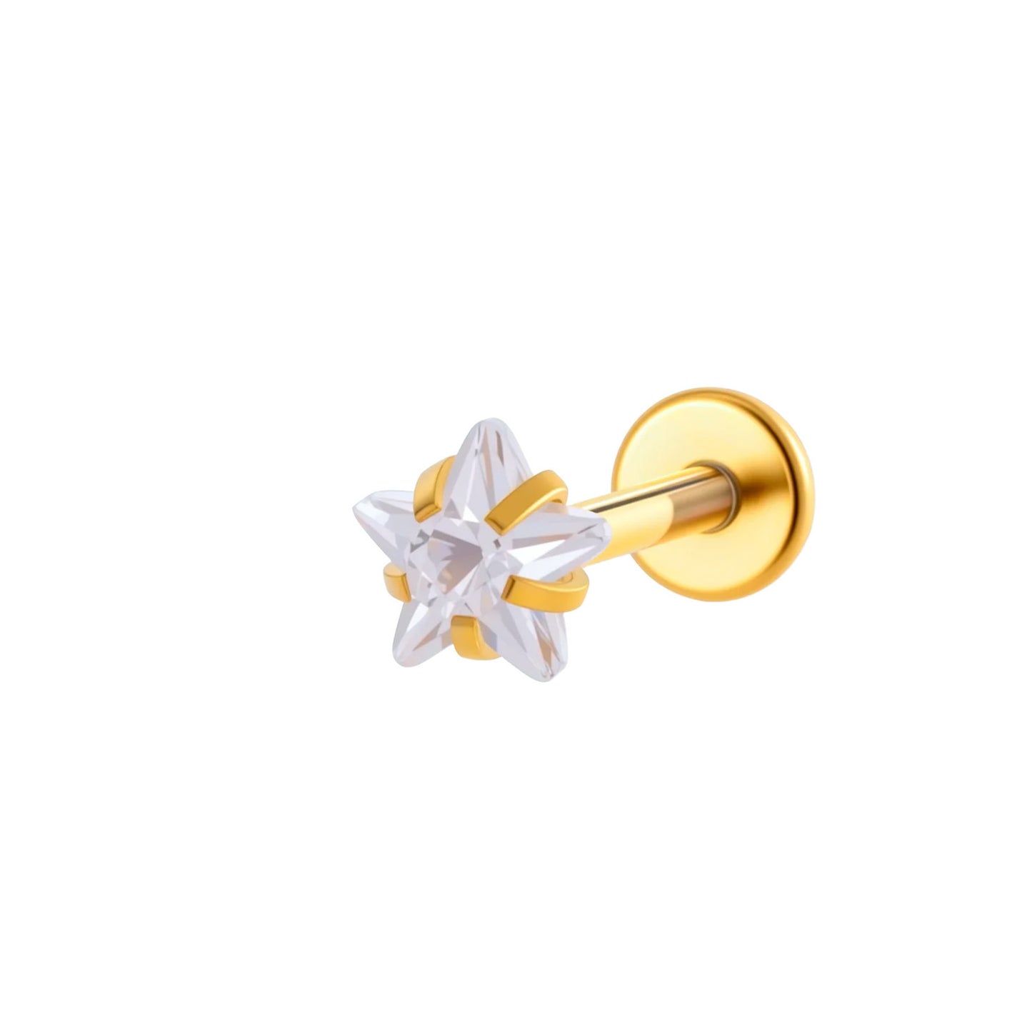 ASTM F136 Titanium 3MM CZ Internally Threaded Labret Stud – Heart, Star, Triangle, Square & Round Cartilage & Lip Piercing Jewelry