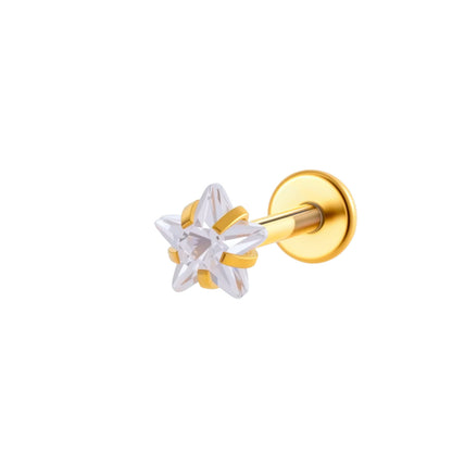 ASTM F136 Titanium 3MM CZ Internally Threaded Labret Stud – Heart, Star, Triangle, Square & Round Cartilage & Lip Piercing Jewelry