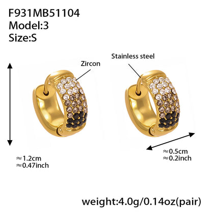 Stainless Steel Geometric Round Zircon Earrings – Multicolor Sparkle Hoop Earrings | WANTI Jewelry