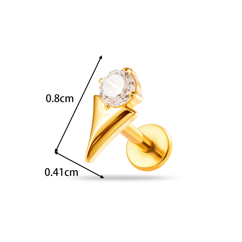 Implant Grade ASTM F136 Titanium Threadless Push Pin Zircon Flat Back Stud | Minimal Helix Cartilage Tragus Lip Piercing Jewelry