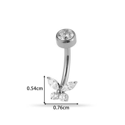 G23/F136 Titanium Flower CZ Internally Threaded Belly Button Ring – Stylish Navel Piercing Jewelry