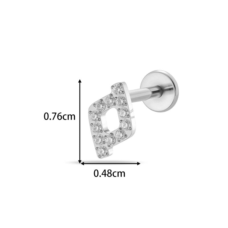 G23/F136 Titanium Internally Threaded Zircon Piercing Jewelry Lip Stud & Cartilage Earring – Elegant Sparkle Design, 1.2×8mm Rod, Gold & Silver