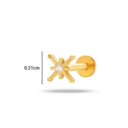 G23/F136 Titanium Moon & Star Push Pin Lip & Ear Piercing Jewelry – Sleek Flat Bar Body Jewelry