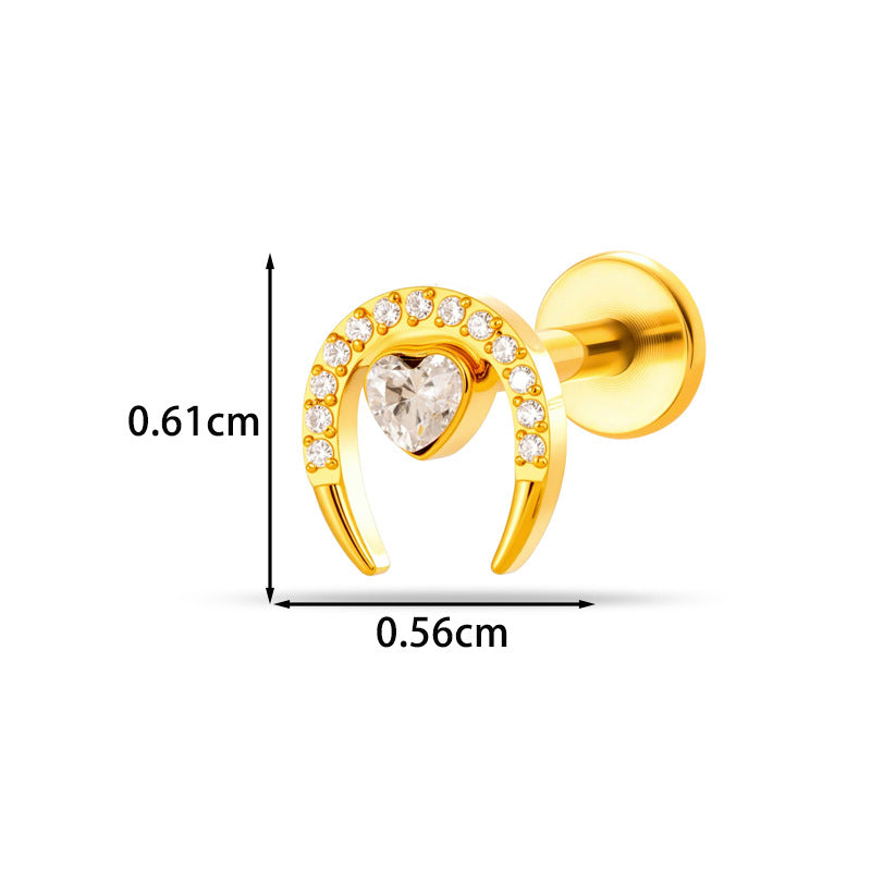 Implant Grade G23 ASTM F136 Titanium CZ Labret Stud | Internal Thread 16G Flat Back Lip & Cartilage Earring