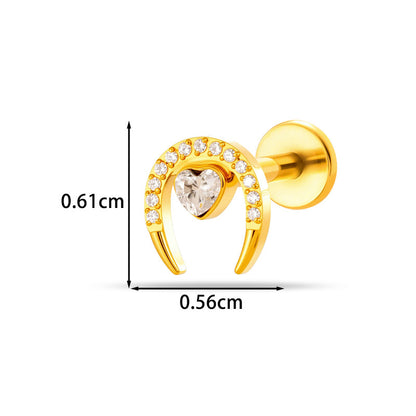 Implant Grade G23 ASTM F136 Titanium CZ Labret Stud | Internal Thread 16G Flat Back Lip & Cartilage Earring