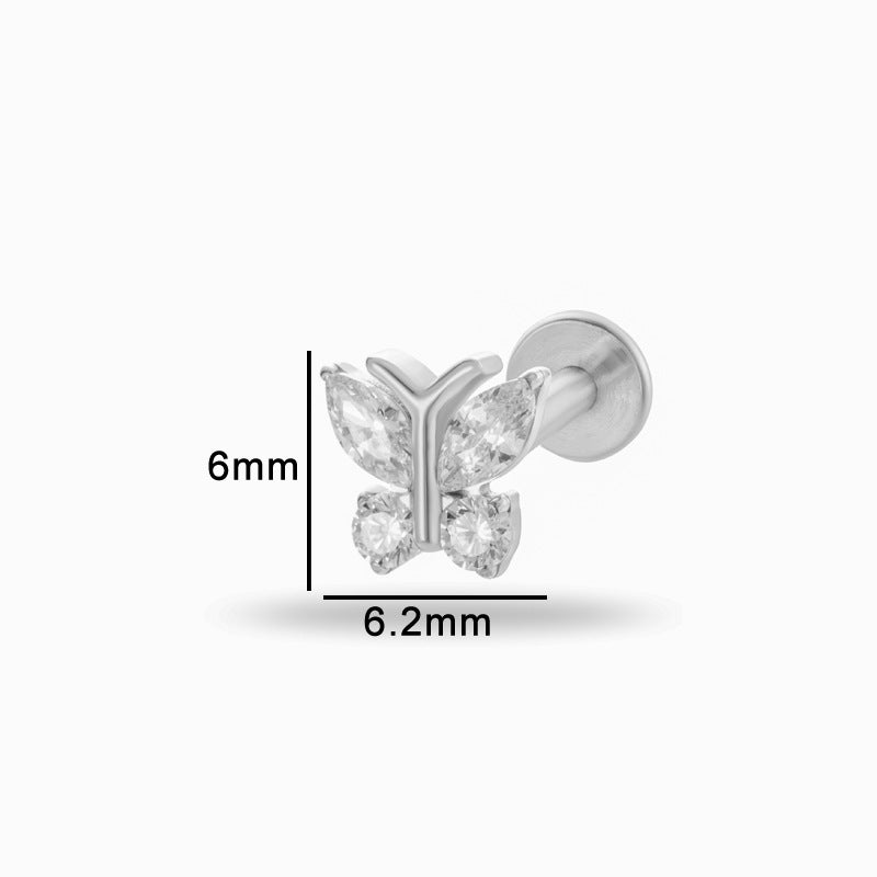 G23/F136 Titanium Zircon Lip & Cartilage Piercing Jewelry | Internally Threaded Studs | Fashionable & Hypoallergenic