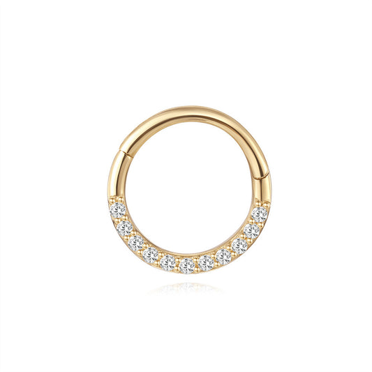 14K Gold Round Zircon Piercing Earrings Stacks