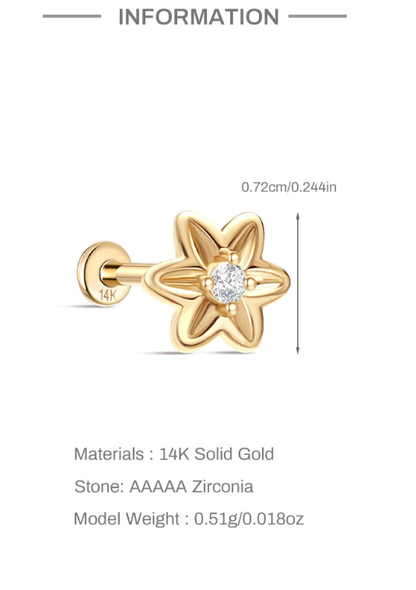 14K Solid Yellow Gold Flower Stud Earrings – Dainty Floral Design for Everyday Elegance