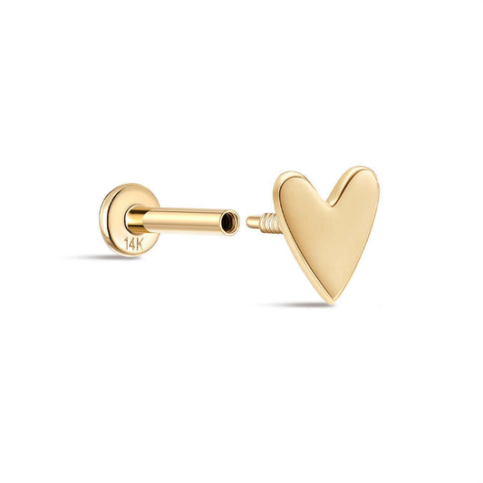 Dainty 14K Solid Gold Heart Stud Earrings – Minimalist Everyday Love