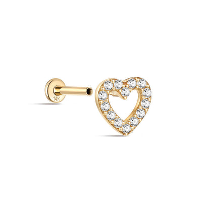 14K Yellow Gold Heart Stud – Dainty Earring for Cartilage or Lobe