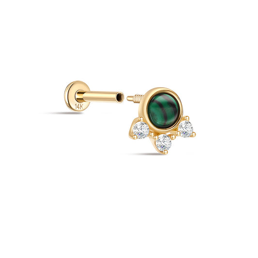 14K Gold Paw Print Stud Earrings with Round-Cut Zircon – Pet-Inspired Sparkle