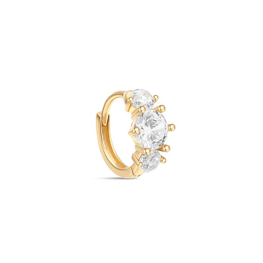 14K Gold Shiny Zircon Cartilage Stud – Single Earring for Piercings