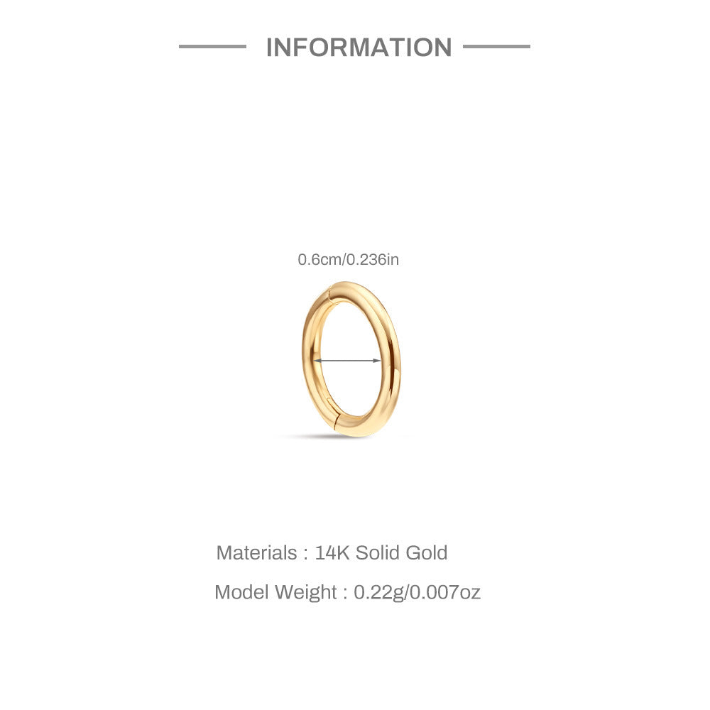 14K Gold Polished Hinged Hoop – Single Minimalist Earring