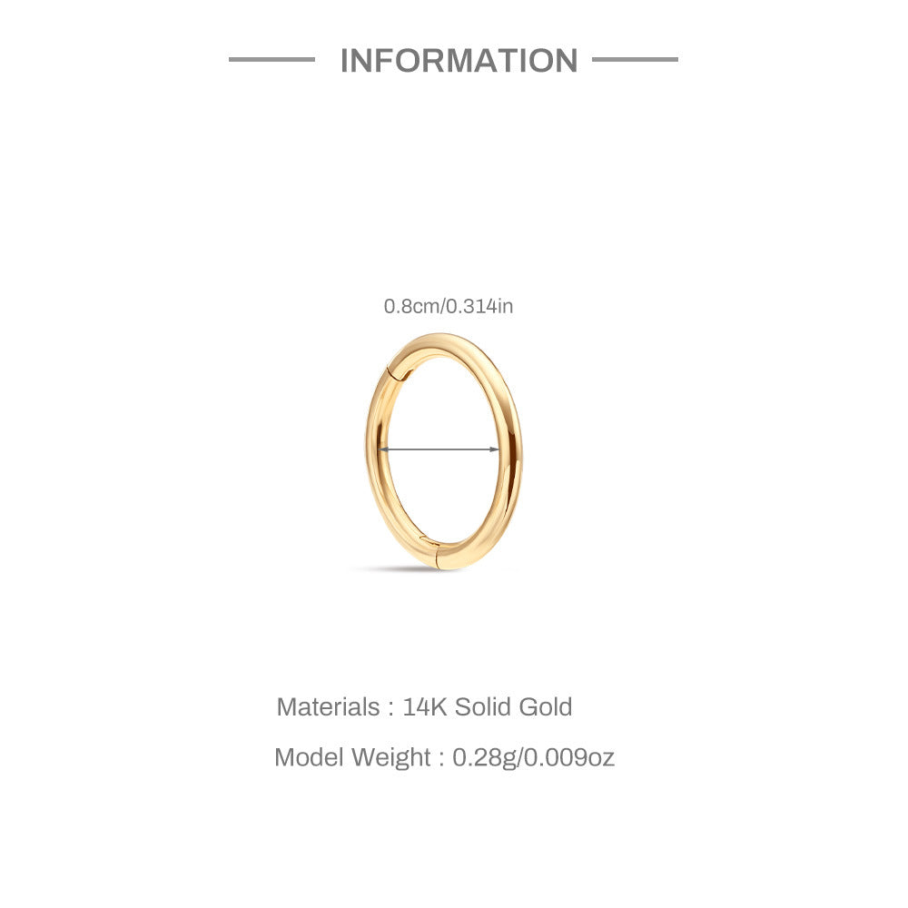 14K Gold Polished Hinged Hoop – Single Minimalist Earring