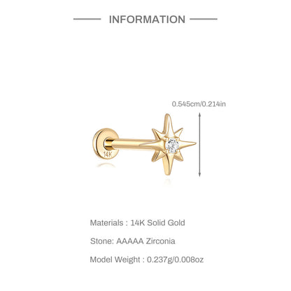 14K Gold Star Zircon Stud Earrings – Dainty, Sparkling & Hypoallergenic