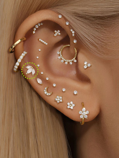 14K Gold Crown Zircon Stud Earrings – Dainty & Hypoallergenic