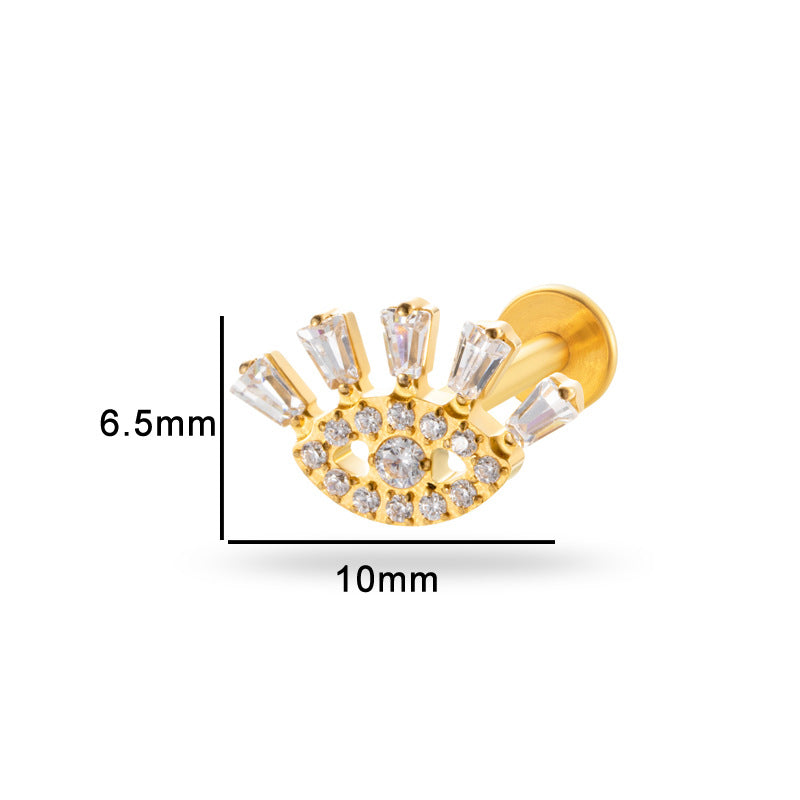Titanium Internally Threaded Square CZ Cartilage Stud – Flat Back Piercing Jewelry for Helix, Tragus, Conch