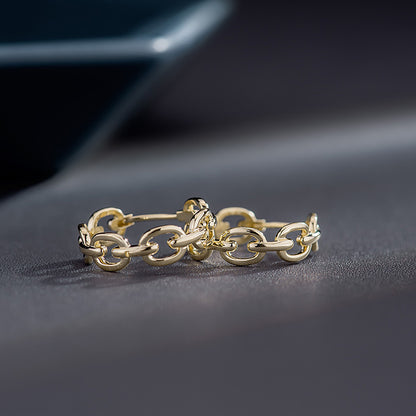 14K Solid Gold Hollow Square Chain Earrings – Minimalist & Lightweight (Pair)