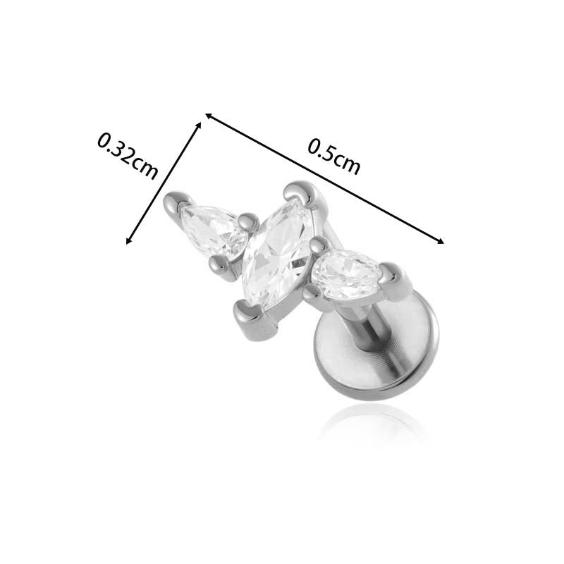 Titanium Internally Threaded  CZ Cartilage Stud – Hypoallergenic Piercing Jewelry