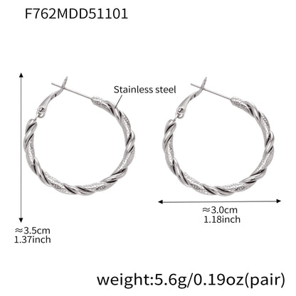 Twisted Multi-Strand Stainless Steel Hoop Earrings – Modern Geometric Fashion Jewelry Set